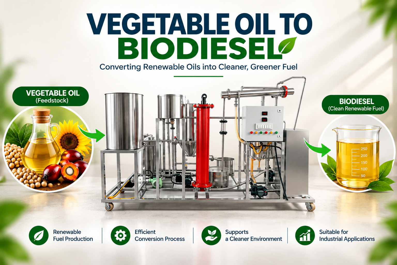 Vegetable Oil to Biodiesel Clean Energy Process